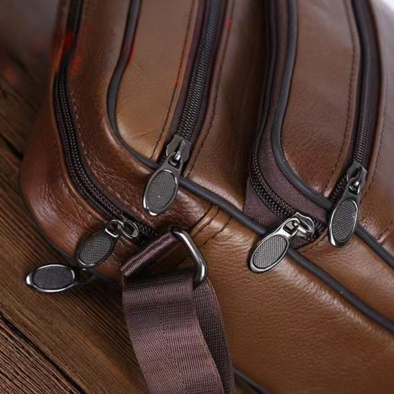 Leder Herren Schultertasche – Geräumige Rindsledertasche mit verstellbarem Schulterriemen | Brehn