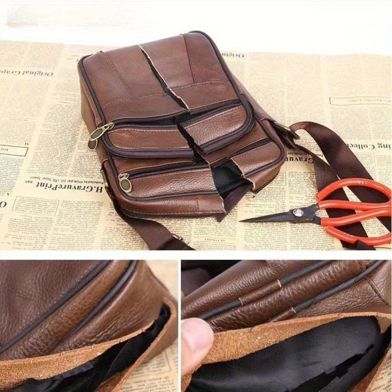 Leder Herren Schultertasche – Geräumige Rindsledertasche mit verstellbarem Schulterriemen | Brehn