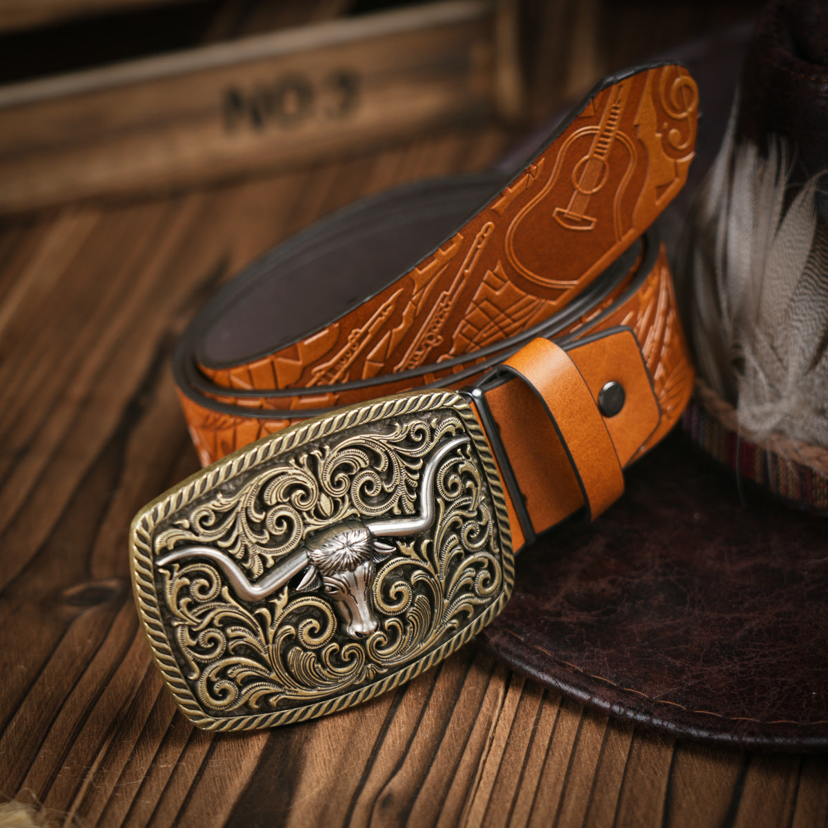 Brehn | Herren-Gürtel im Western-Stil – Veganes Leder mit robuster Metallschnalle