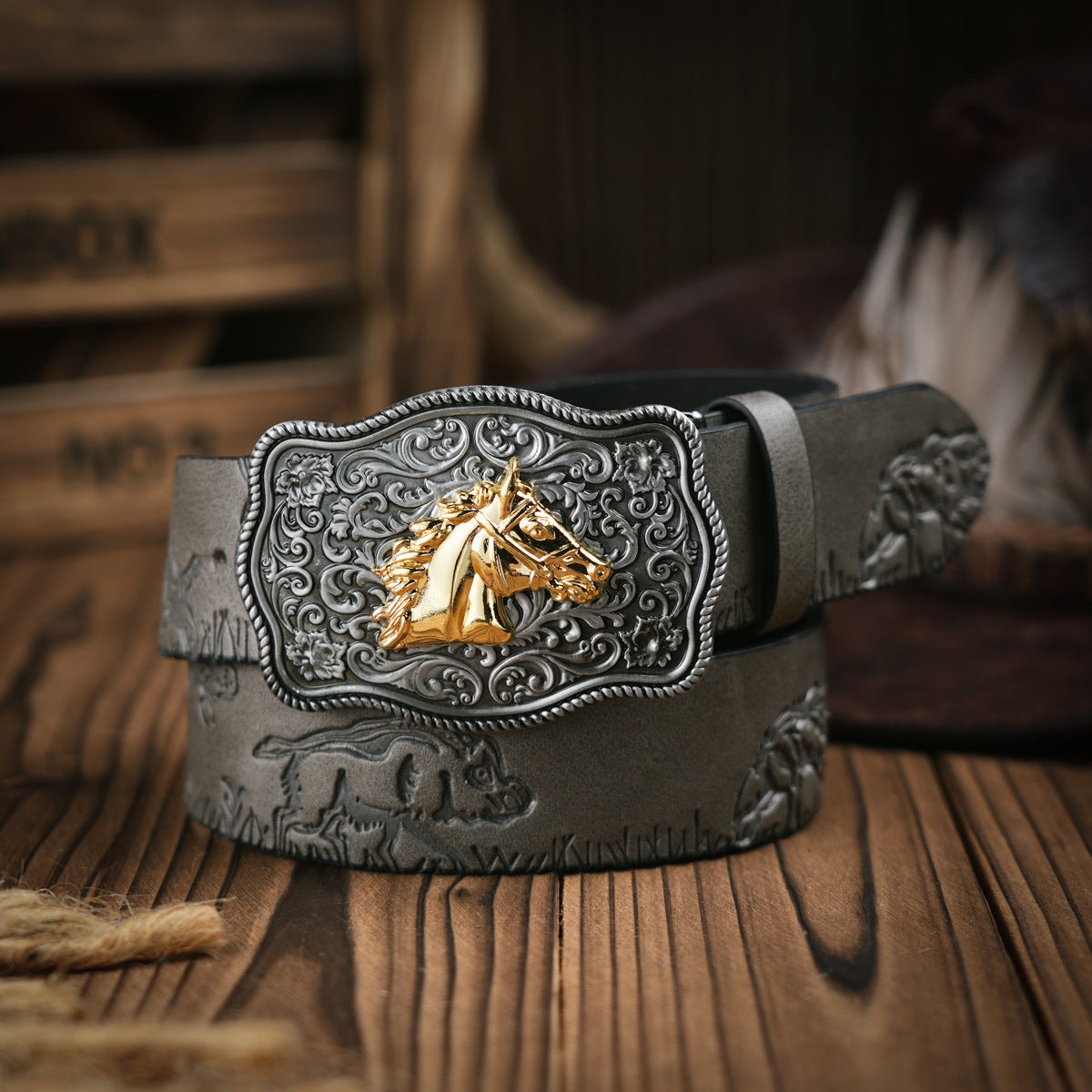 Brehn | Herren-Gürtel im Western-Stil – Veganes Leder mit robuster Metallschnalle