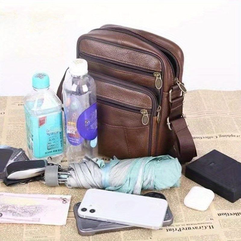 Leder Herren Schultertasche – Geräumige Rindsledertasche mit verstellbarem Schulterriemen | Brehn