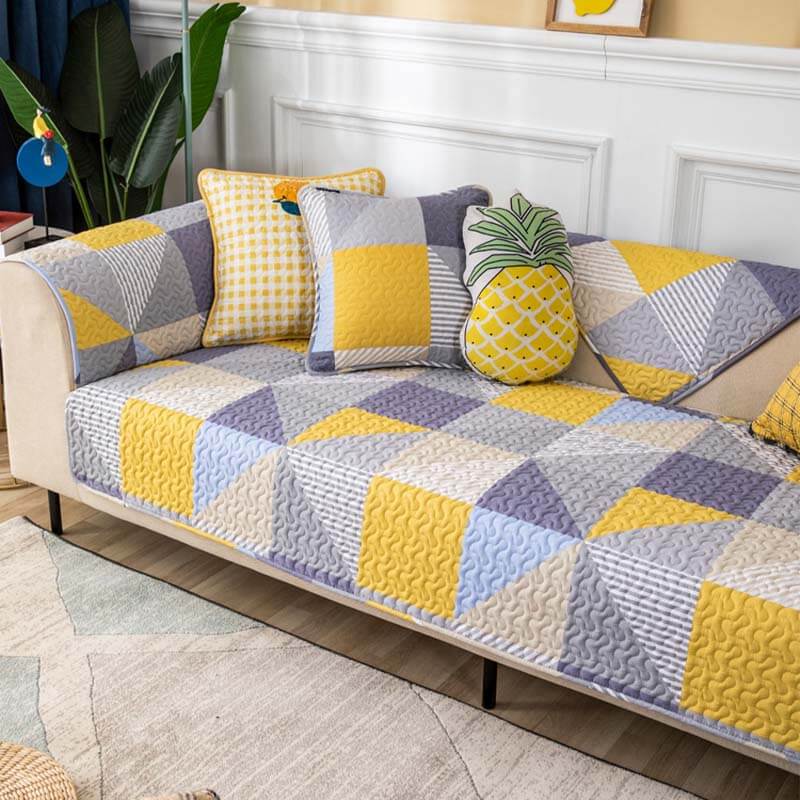 Künstlerischer geometrischer Muster waschbarer Baumwollsofa-Bezug | Brehn