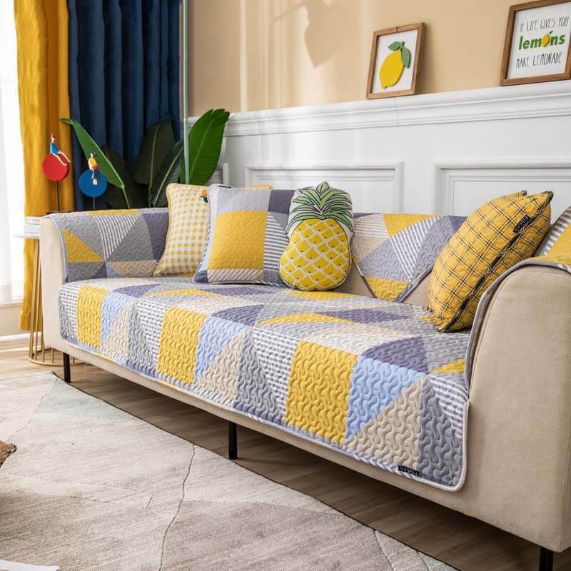 Künstlerischer geometrischer Muster waschbarer Baumwollsofa-Bezug | Brehn