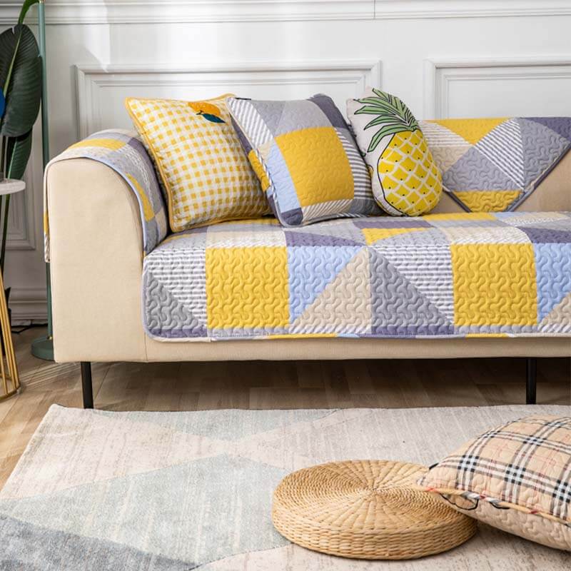 Künstlerischer geometrischer Muster waschbarer Baumwollsofa-Bezug | Brehn