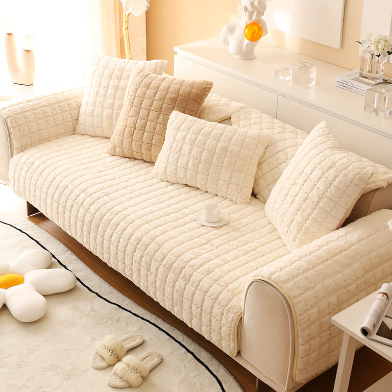Biscuit Plush Soft Rutschfeste Couchabdeckung mit Antirutschdesign | Brehn