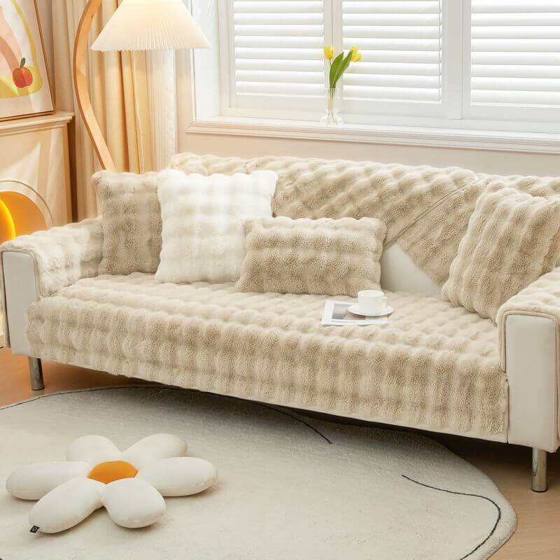 Kuschelplüsch Einfarbige Rutschfeste Couchdecke für Komfort | Brehn