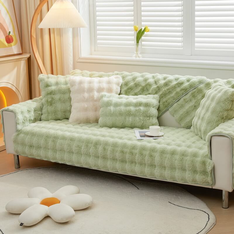 Kuschelplüsch Einfarbige Rutschfeste Couchdecke für Komfort | Brehn