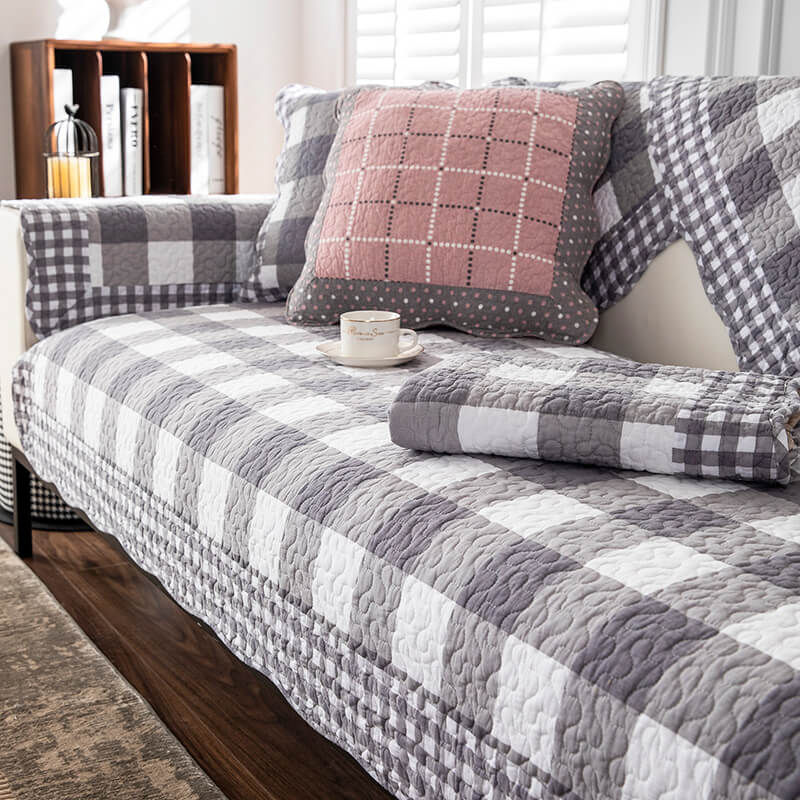 Baumwoll-Plaid Anti-Kratzer Sofaüberzug zum Schutz von Haustieren | Brehn