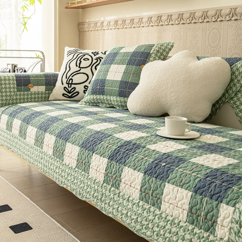Baumwoll-Plaid Anti-Kratzer Sofaüberzug zum Schutz von Haustieren | Brehn