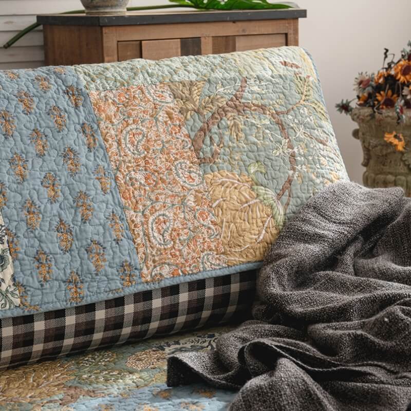Europäische florale Baumwollsofa-Abdeckung Schutzhülle rutschfest | Brehn