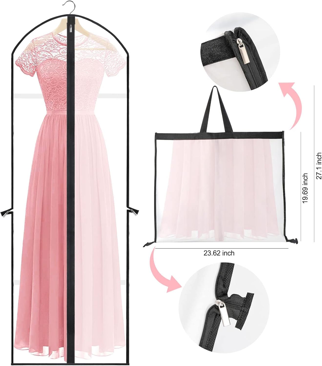 Extra-lange Kleid & Robe Kleiderbeutel – 180 cm Schutzhüllen mit Griffen | Brehn