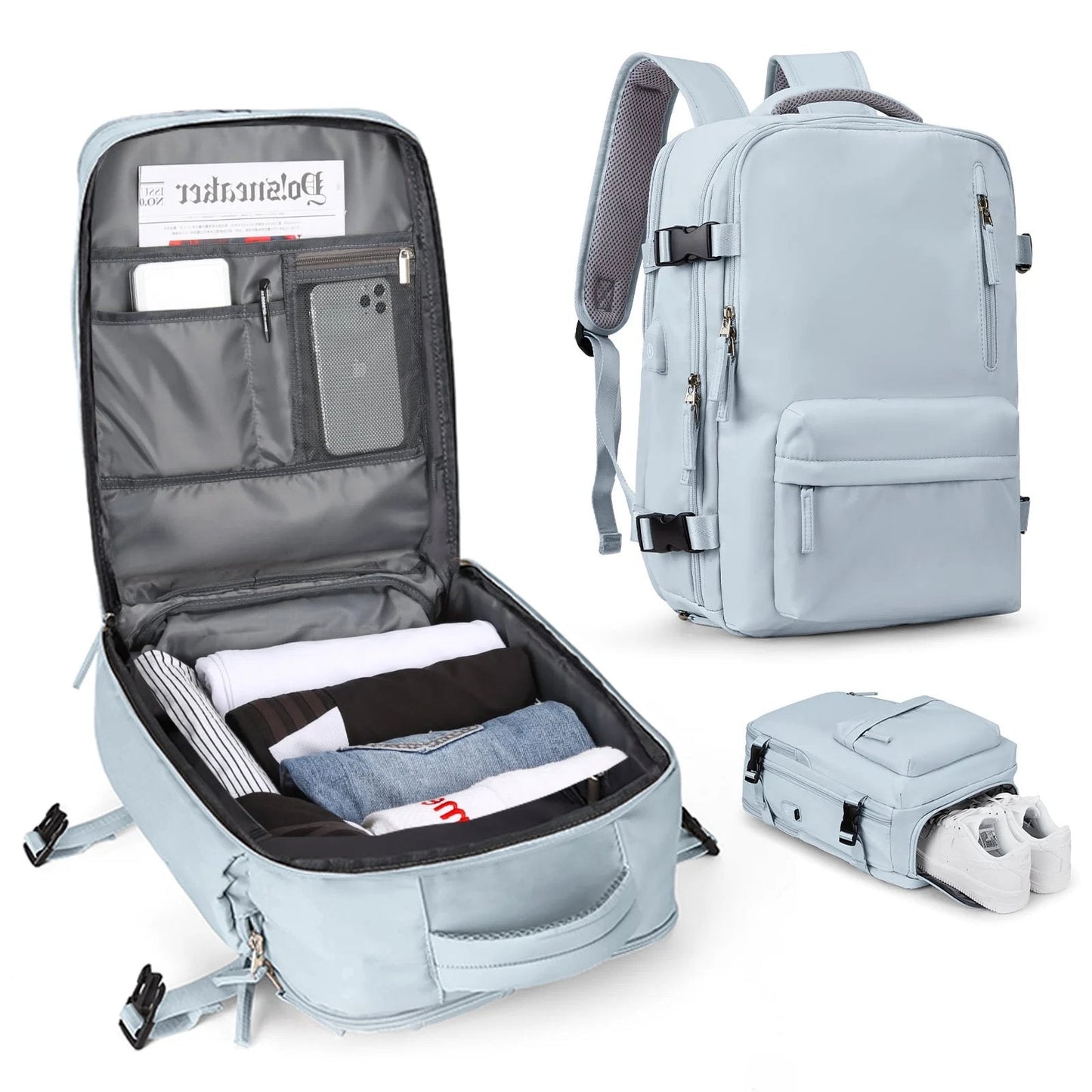Wasserdichter Rucksack mit USB-Ladefunktion und Laptopfach 35L | Brehn
