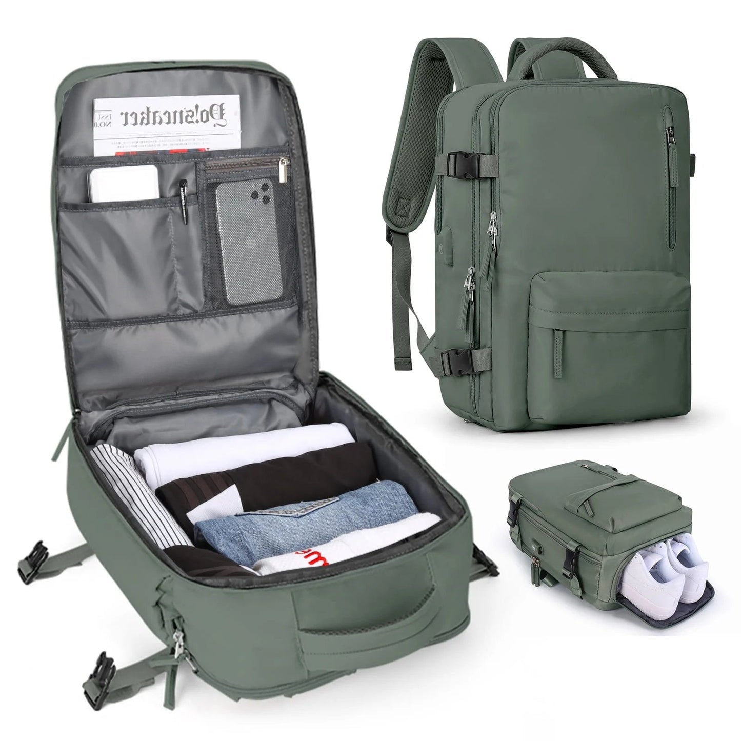 Wasserdichter Rucksack mit USB-Ladefunktion und Laptopfach 35L | Brehn