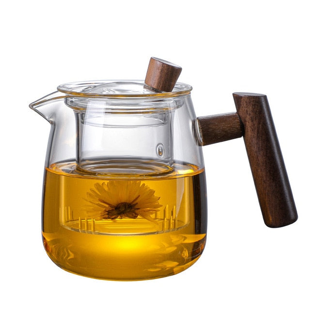 Glas Topf Filter Holzgriff Teezermonie Transparente Teewaren Sets | Brehn