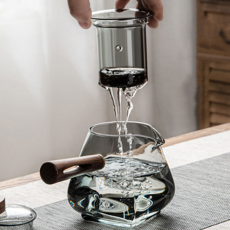 Glas Topf Filter Holzgriff Teezermonie Transparente Teewaren Sets | Brehn