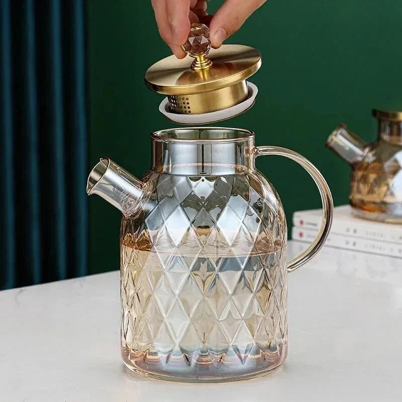 Glas Wasserflaschen Bernsteinfarbe Zuhause Blumen Teekanne Kessel Thermoskanne | Brehn