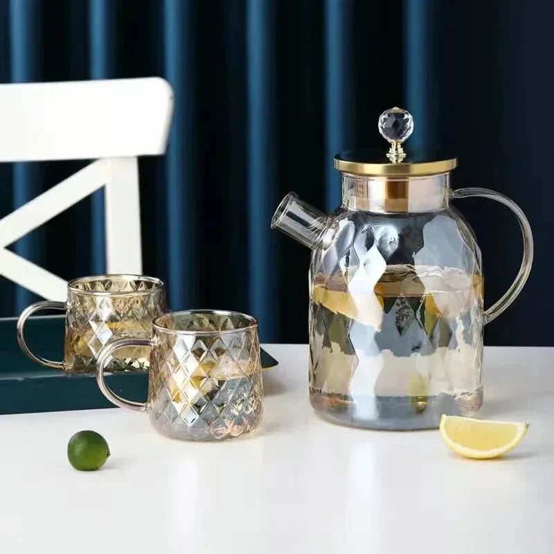 Glas Wasserflaschen Bernsteinfarbe Zuhause Blumen Teekanne Kessel Thermoskanne | Brehn