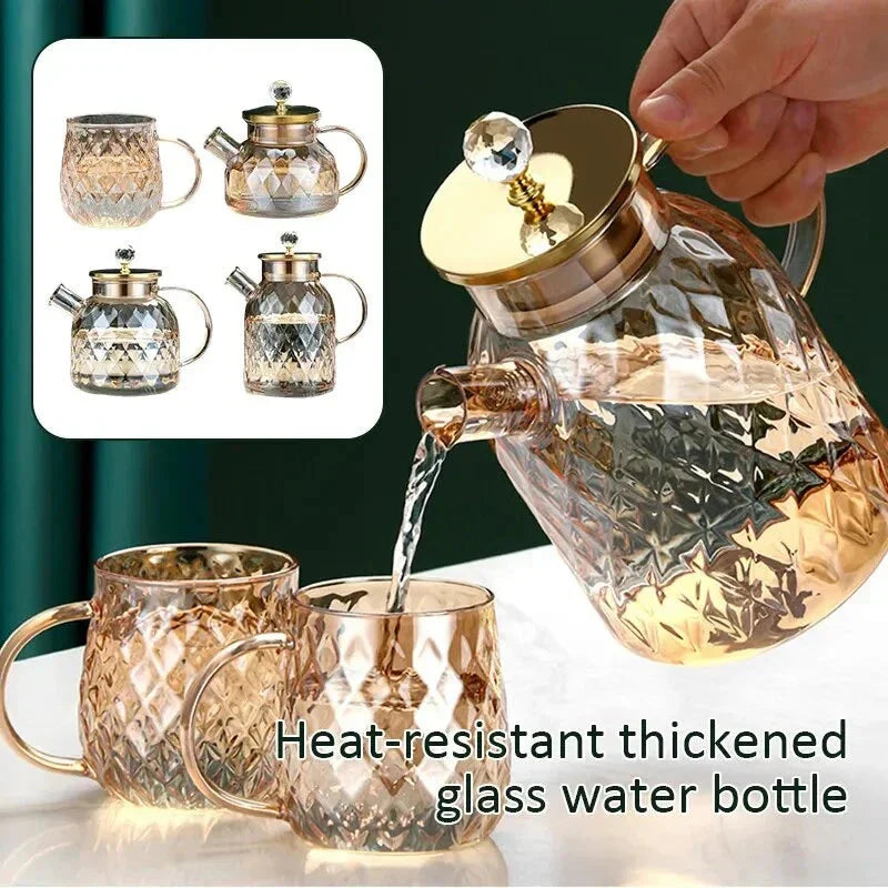 Glas Wasserflaschen Bernsteinfarbe Zuhause Blumen Teekanne Kessel Thermoskanne | Brehn