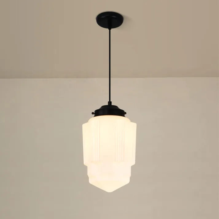 Vintage Geometrische Hängelampe aus Mattglas – Retro Pendelleuchte für Esszimmer | Brehn