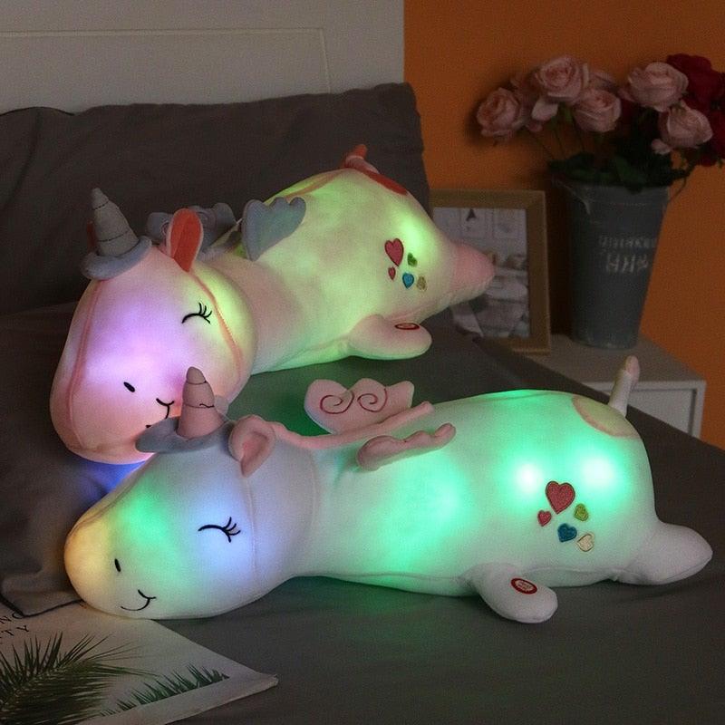 Brehn | Lunacorn iluminierte Einhorn Plüschspielzeug mit Regenbogen-LEDs für Kinder