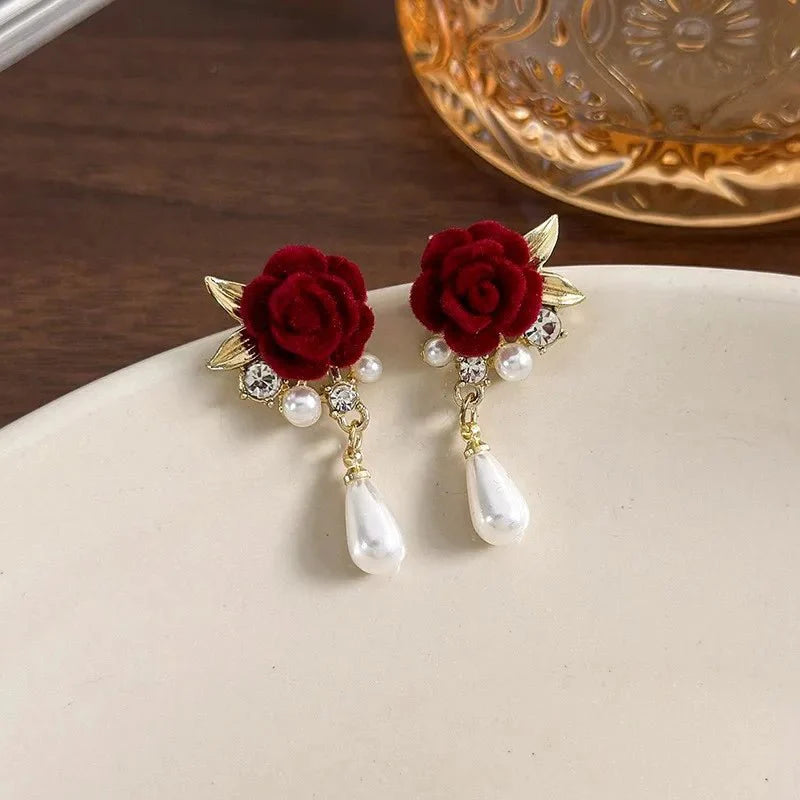 Brehn | Gold Akzent Rose Diamant Perlen Ohrringe