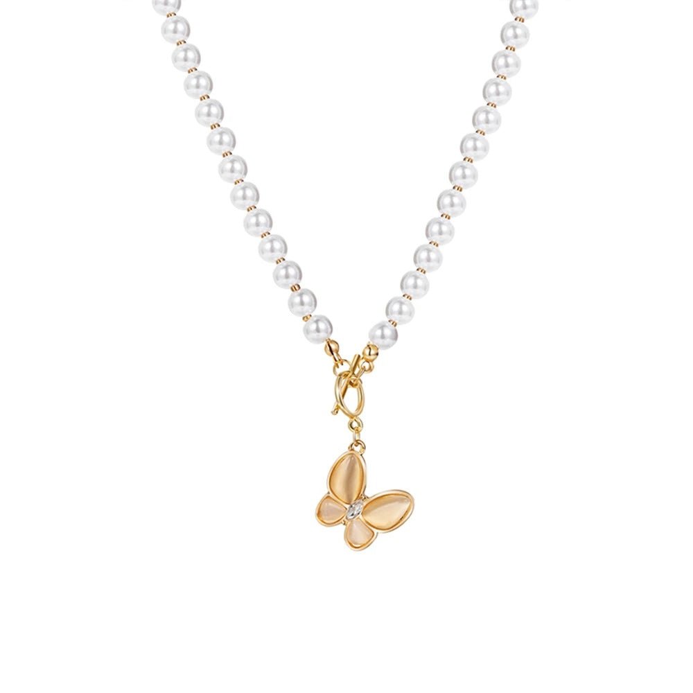 Brehn | Gold Crystal Butterfly Clasp Choker Necklace