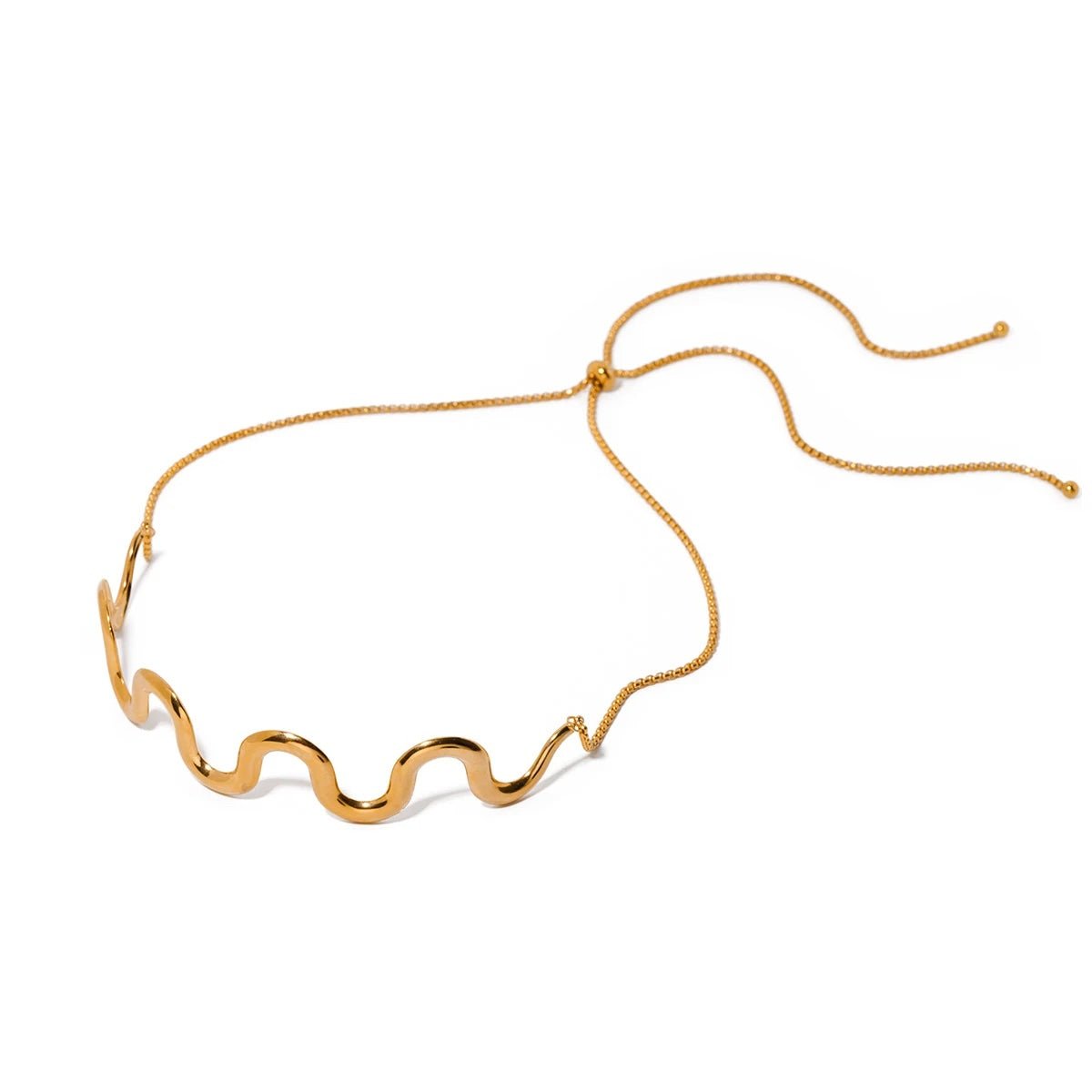 Brehn | Gold wellenförmiges Statement-Armband und Halskette