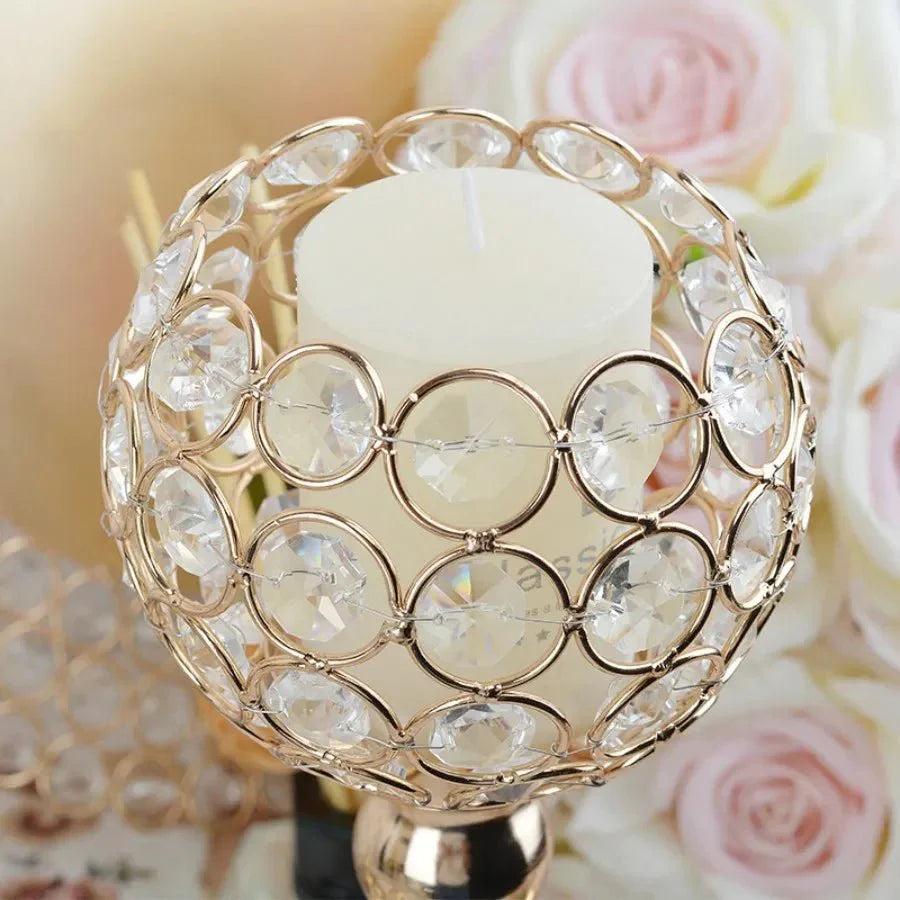 Goldene Kristallblumenform Kerzenhalter Set - Metall Klassisches Design | Brehn