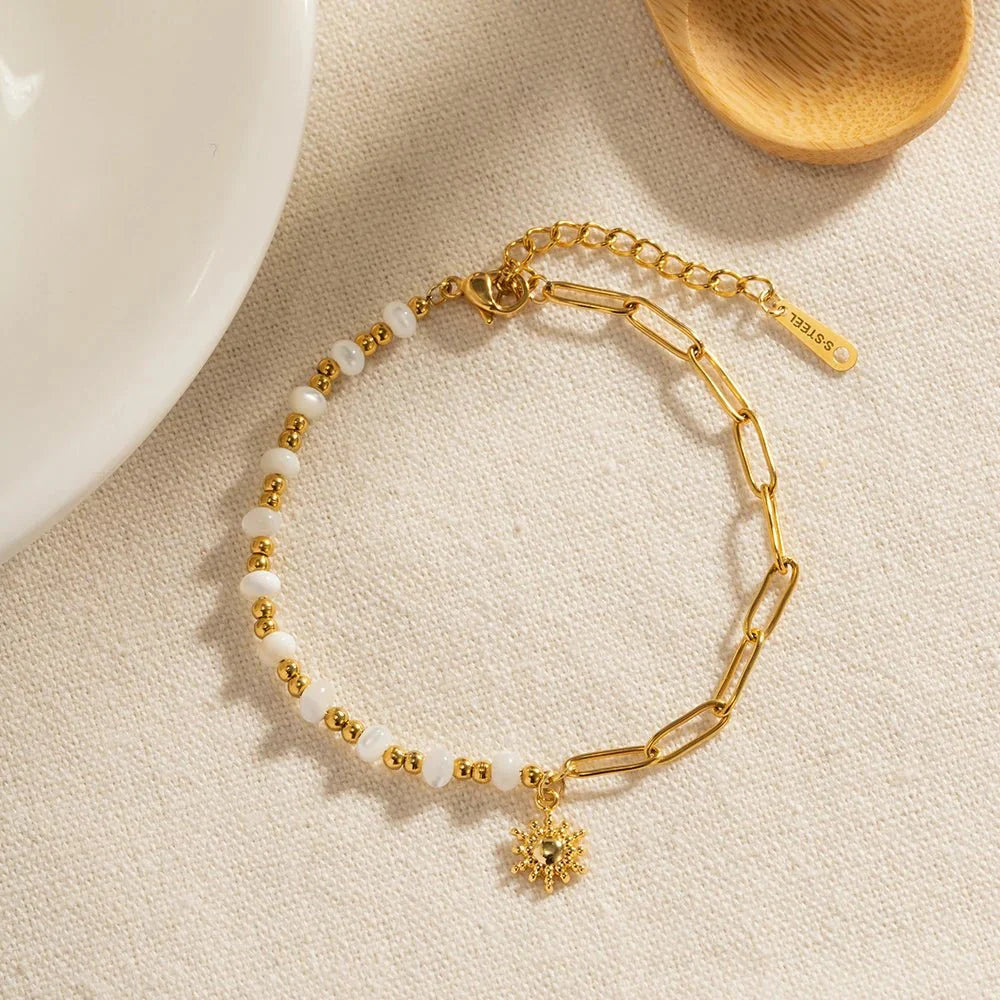 Brehn | Goldene Büroklammer Boho Sonnenschein Armband