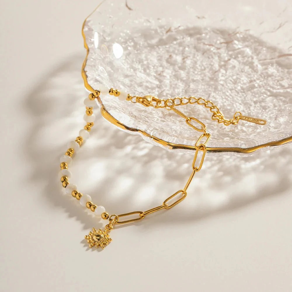 Brehn | Goldene Büroklammer Boho Sonnenschein Armband