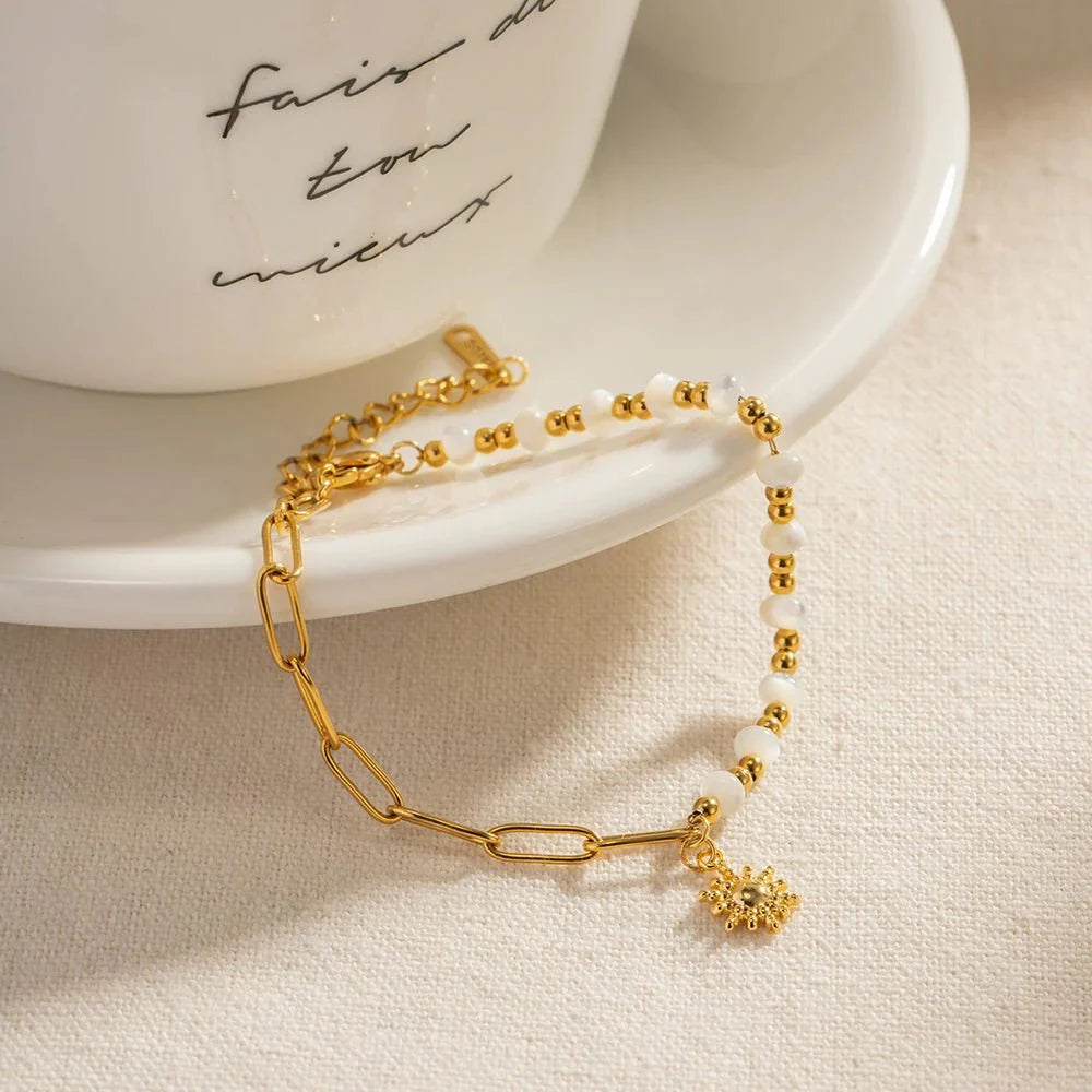 Brehn | Goldene Büroklammer Boho Sonnenschein Armband