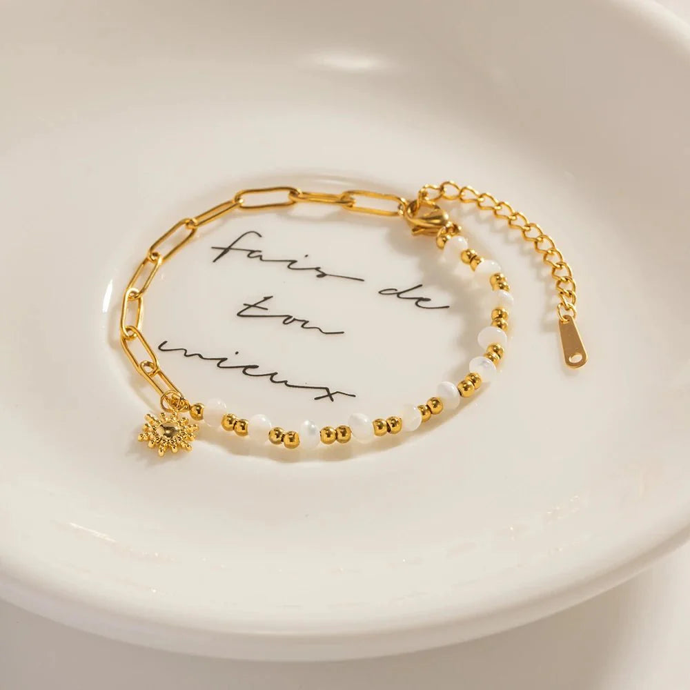 Brehn | Goldene Büroklammer Boho Sonnenschein Armband