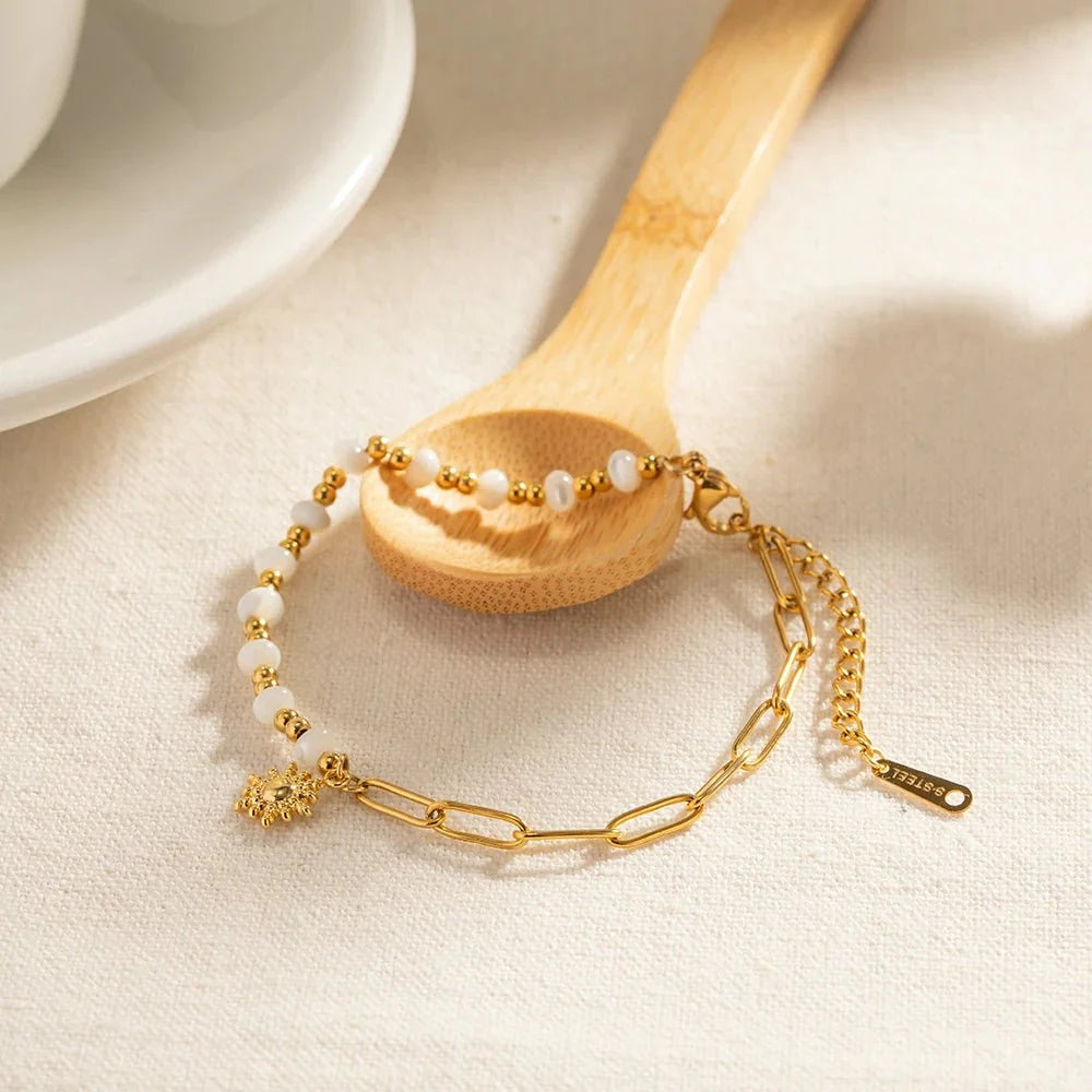 Brehn | Goldene Büroklammer Boho Sonnenschein Armband