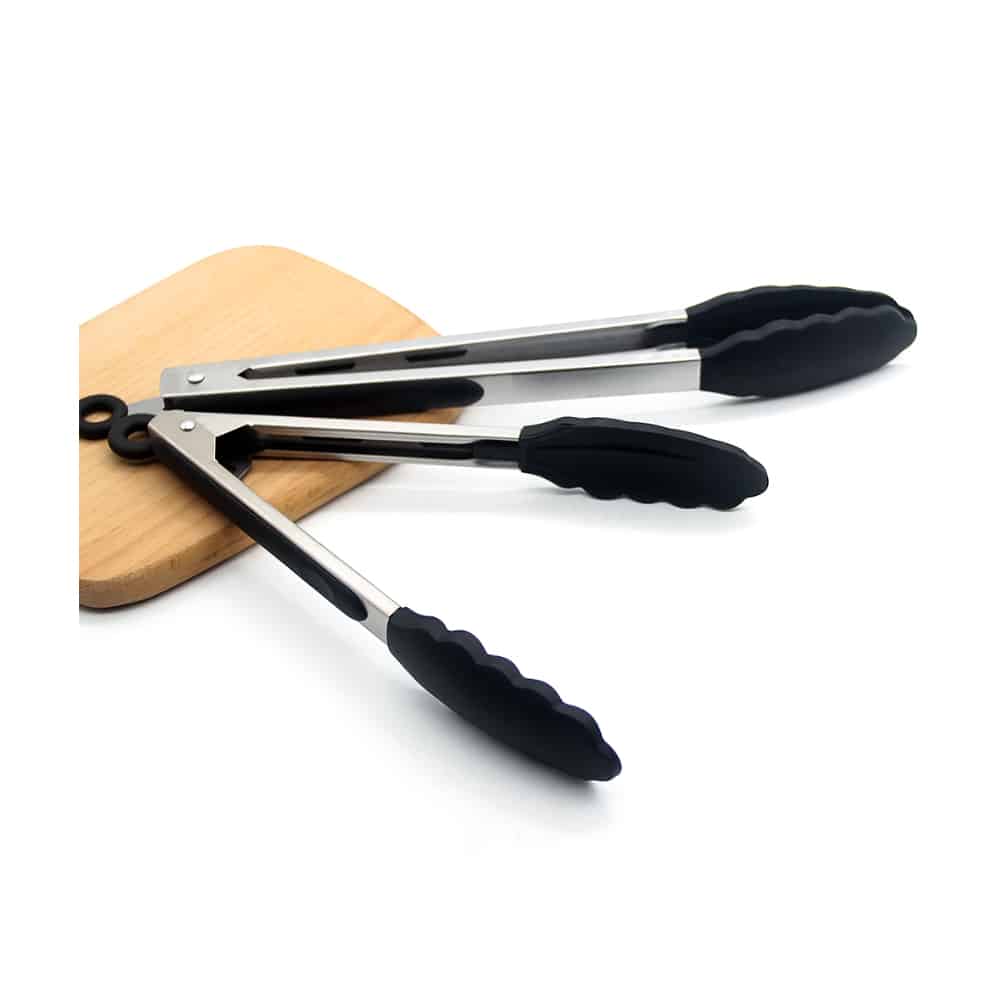 Grillzange aus Silikon und rostfreiem Stahl - 23/30 cm - Weiß / Schwarz | Brehn
