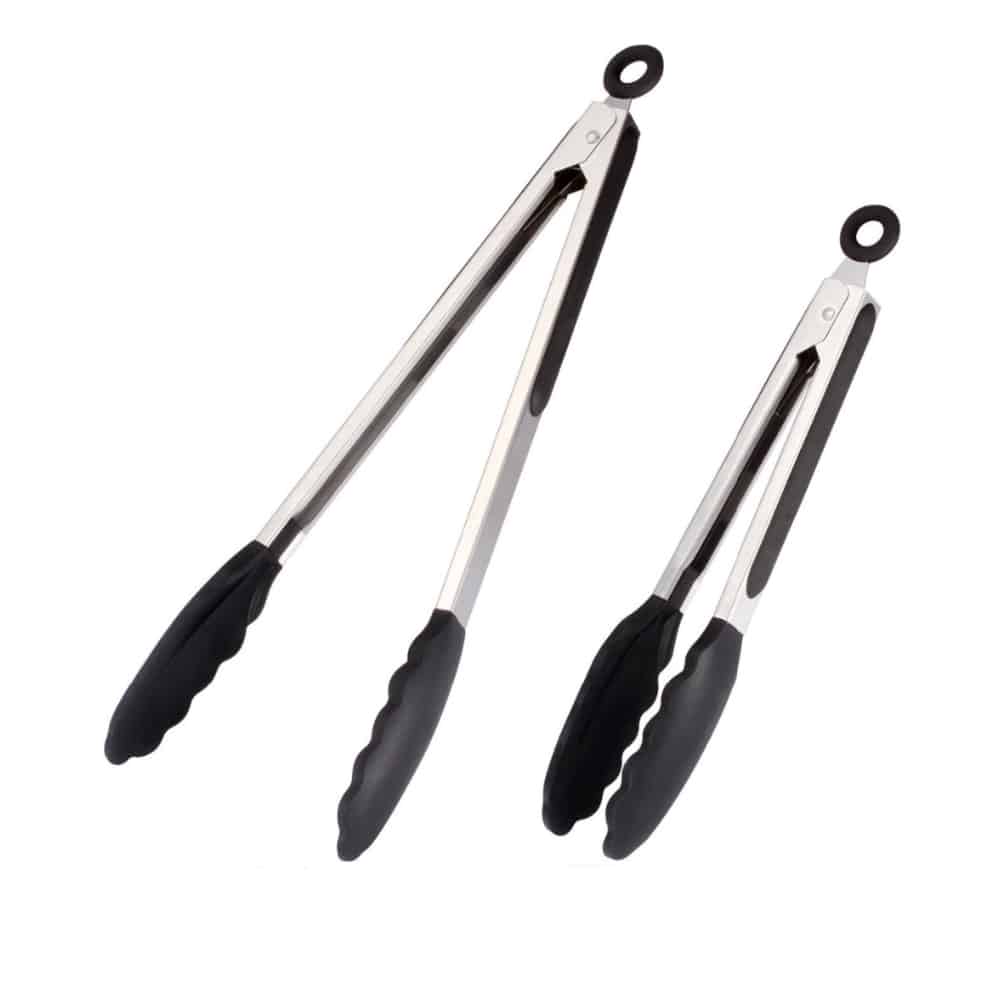 Grillzange aus Silikon und rostfreiem Stahl - 23/30 cm - Weiß / Schwarz | Brehn