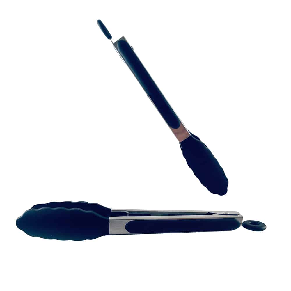 Grillzange aus Silikon und rostfreiem Stahl - 23/30 cm - Weiß / Schwarz | Brehn