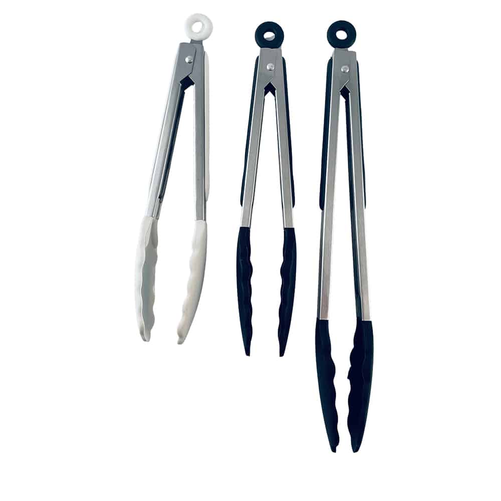 Grillzange aus Silikon und rostfreiem Stahl - 23/30 cm - Weiß / Schwarz | Brehn