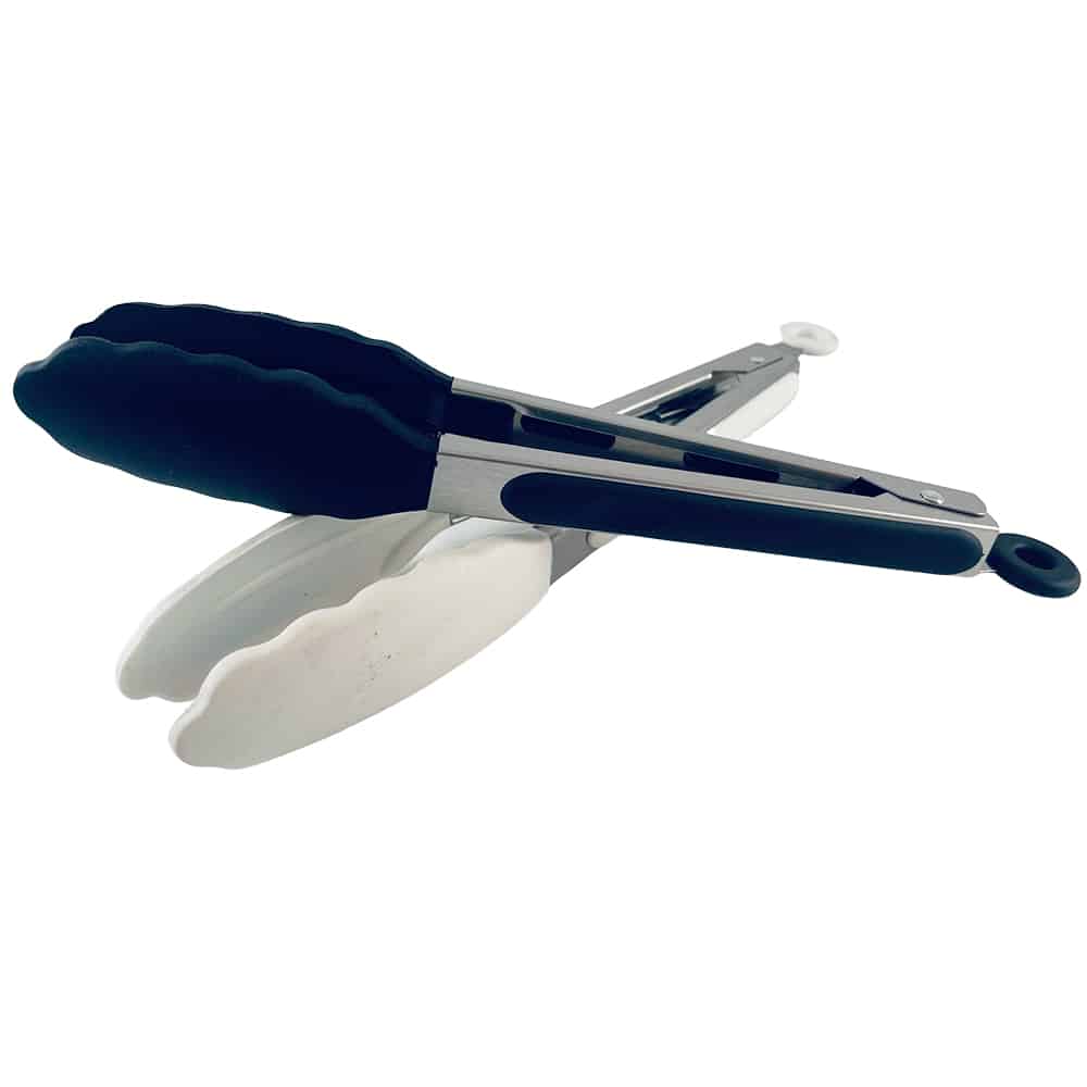Grillzange aus Silikon und rostfreiem Stahl - 23/30 cm - Weiß / Schwarz | Brehn