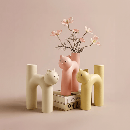 H-förmige Katzenvase Dekoration - Modernes Keramik Tischdesign | Brehn
