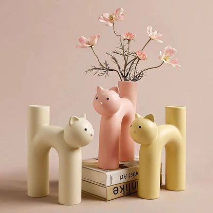 H-förmige Katzenvase Dekoration - Modernes Keramik Tischdesign | Brehn