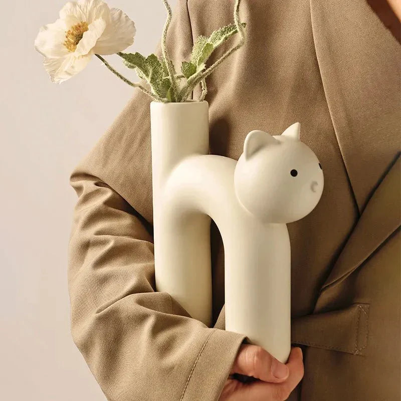 H-förmige Katzenvase Dekoration - Modernes Keramik Tischdesign | Brehn