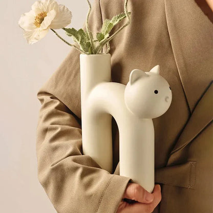 H-förmige Katzenvase Dekoration - Modernes Keramik Tischdesign | Brehn