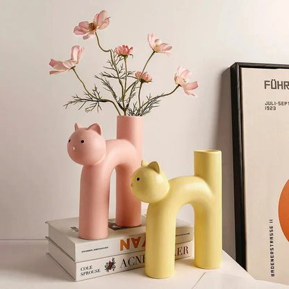 H-förmige Katzenvase Dekoration - Modernes Keramik Tischdesign | Brehn