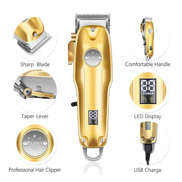 Professioneller Haarschneider für Herren, goldenes Set | Kabelloser Haarschneider in Gold
