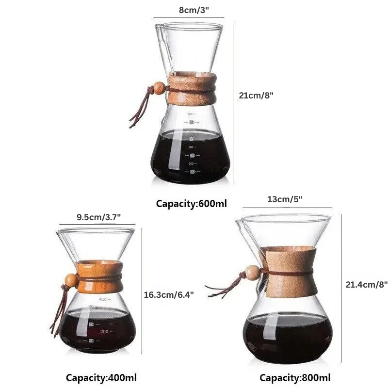 Handglas-Kaffeekanne mit Edelstahlfilter Tropfbrauereikaffe | Brehn