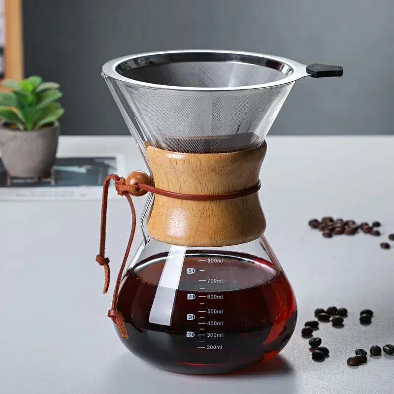 Handglas-Kaffeekanne mit Edelstahlfilter Tropfbrauereikaffe | Brehn