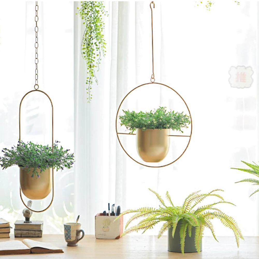 HaloRing Hängender Pflanzenhalter – Metall Hängeblumentopf für drinnen und draußen | Brehn