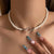 Brehn | Herzumriss Perlen Choker Halskette