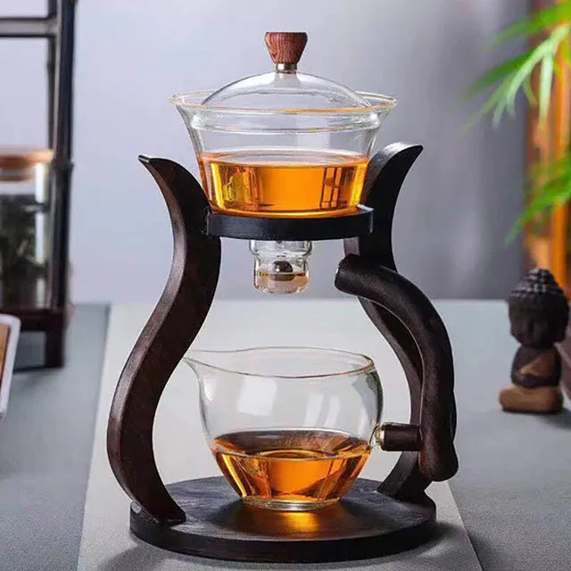 Hitzebeständiges Glas-Teeset mit einem magnetischen, rotierenden Wasserdeckel | Brehn