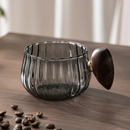 Hitz resistent Hochborosilikatglas Kaffeetasse mit Holzgriff | Brehn